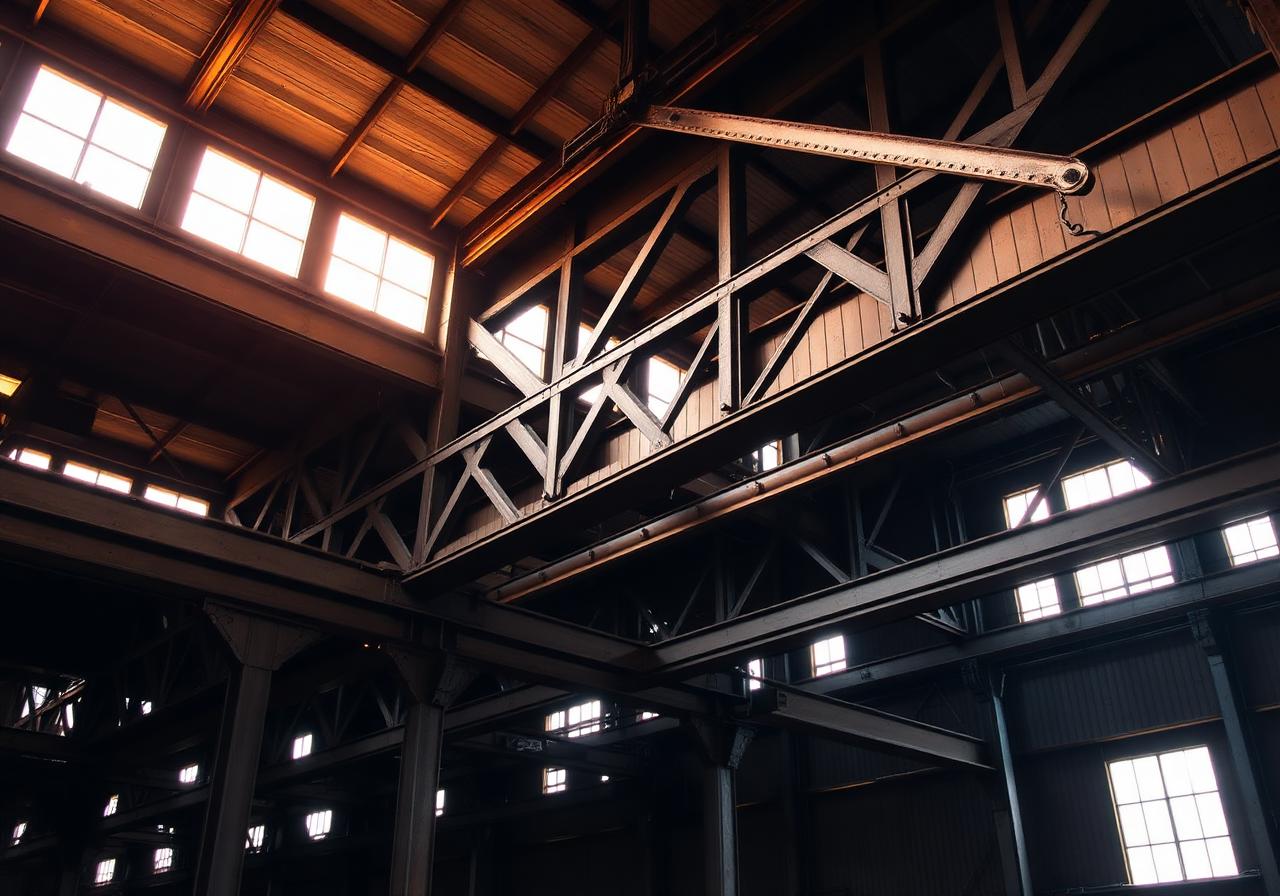 Stahlträger und Trusses in einer Halle